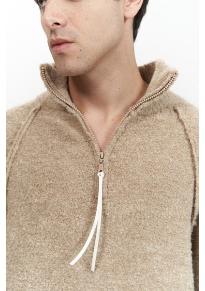 Zane Fermuar Detay Vizon Erkek Triko Kazak indirimleri