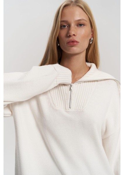 Lorna Fermuarlı Ekru Triko Kazak fiyatları