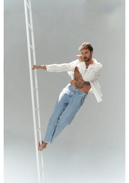 Fergusan Kemer Detay Mavi Erkek Jean Pantolon