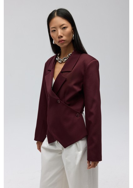 Norbury Üçgen Detay Bordo Blazer modelleri