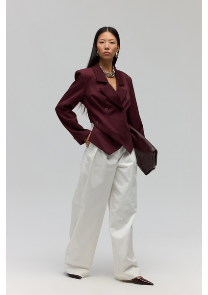 Norbury Üçgen Detay Bordo Blazer fırsatları