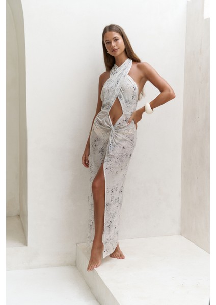 Enonireh Dekolteli Bej Uzun Elbise modelleri