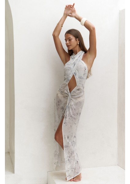 Enonireh Dekolteli Bej Uzun Elbise indirimleri