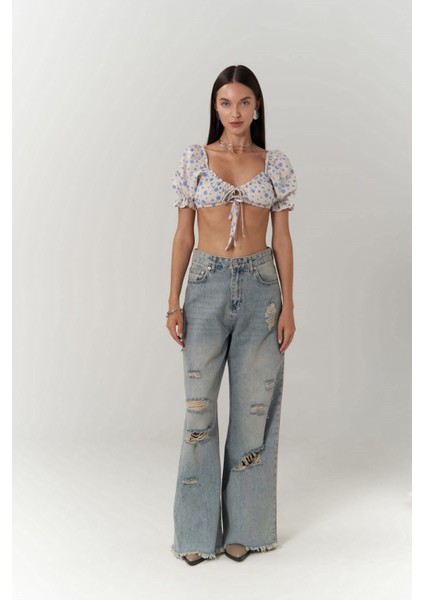 Lisa Mavi Puantiyeli Crop fiyatları