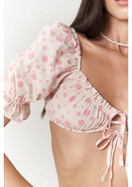 Lisa Pembe Puantiyeli Crop fırsatları