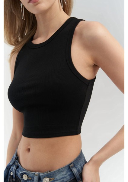 Fleur Fitilli Halter Yaka Siyah Crop fiyatları