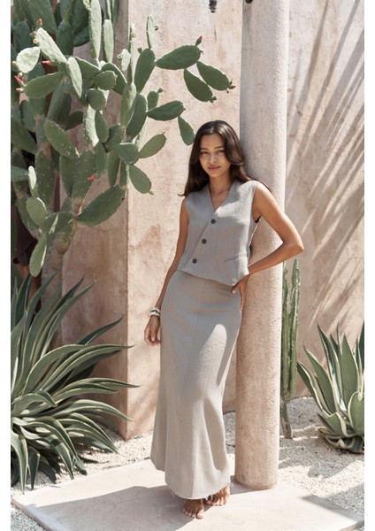 Elod Düğme Detay Füme Yelek fiyatları