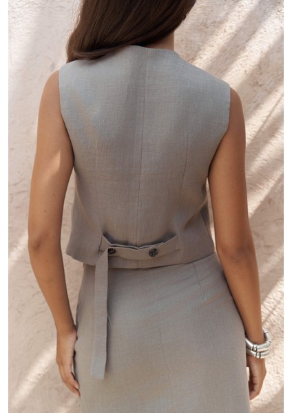 Elod Düğme Detay Füme Yelek fırsatları