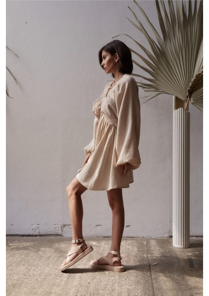 Grace Bej Müslin Elbise fırsatları