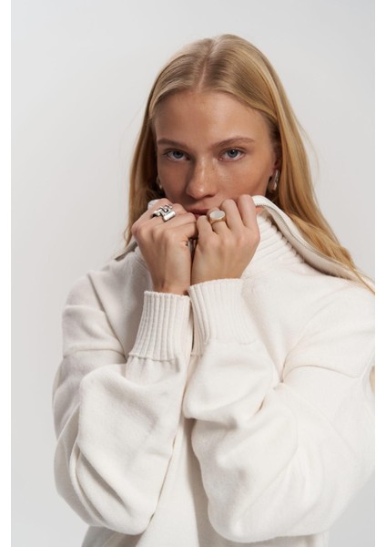 Lorna Fermuarlı Ekru Triko Kazak indirimleri