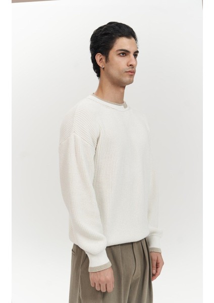 Carter Çift Yaka Detaylı Ekru Erkek Triko Kazak fiyatları