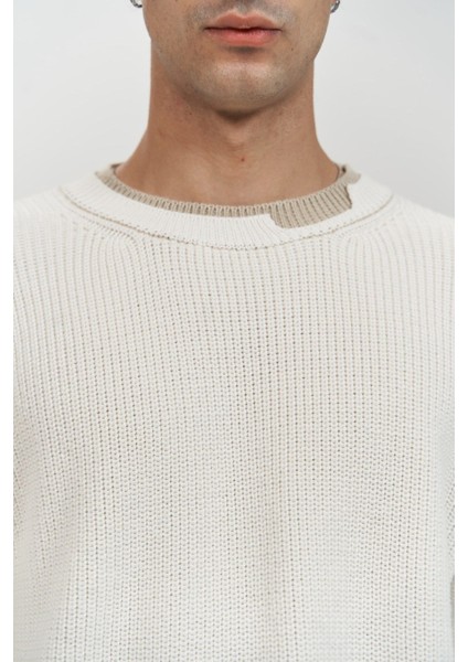 Carter Çift Yaka Detaylı Ekru Erkek Triko Kazak fırsatları