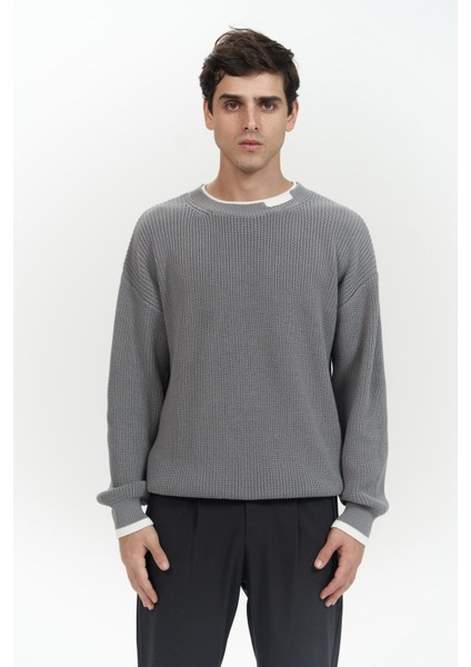 Carter Çift Yaka Detaylı Gri Erkek Triko Kazak fiyatları