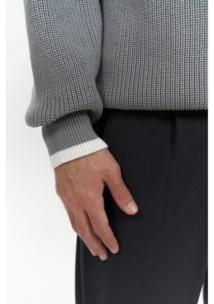 Carter Çift Yaka Detaylı Gri Erkek Triko Kazak indirimleri