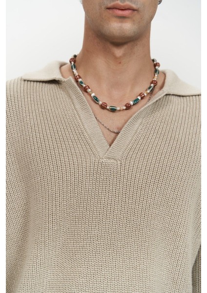 Magnus Polo Yaka Bej Erkek Triko Kazak indirimleri