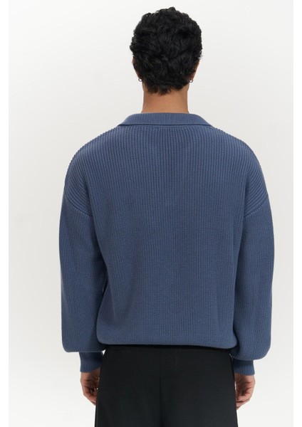 Magnus Polo Yaka Indigo Erkek Triko Kazak fırsatları