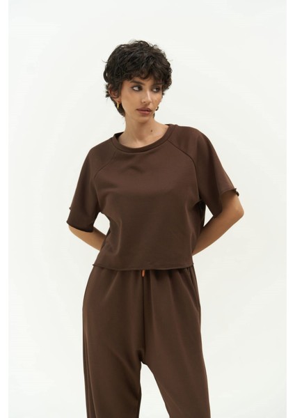 Vero Kahve Crop Eşofman Takım modelleri