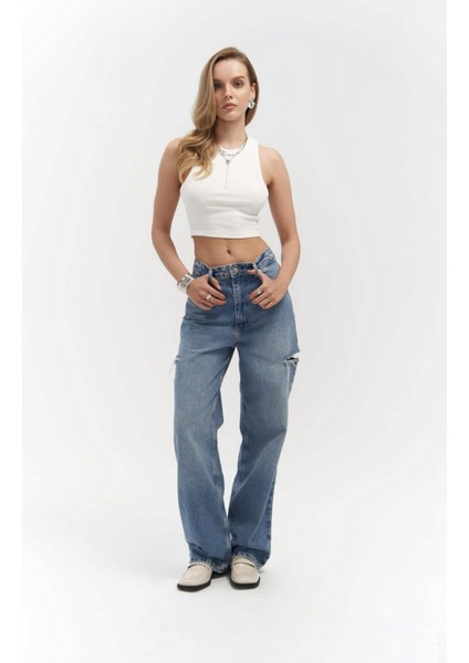 Fleur Fitilli Halter Yaka Beyaz Crop indirimleri