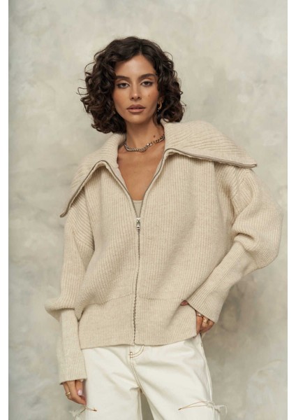 Rafi Bej Fermuarlı Triko Hırka