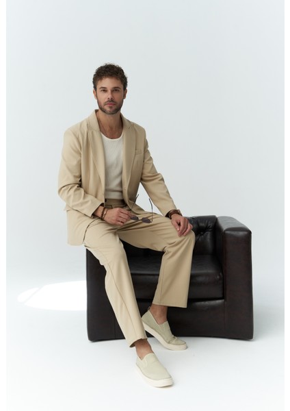 Orlando Bej Erkek Ceket Pantolon Takım