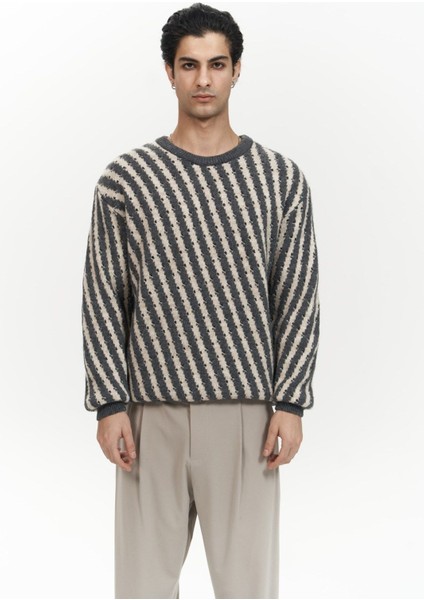 Elijah Şeritli Antrasit Erkek Triko Kazak fiyatları