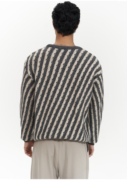 Elijah Şeritli Antrasit Erkek Triko Kazak fırsatları