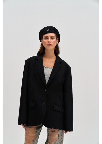 Emma Dikiş Detay Siyah Blazer