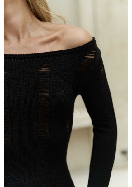 Tatum Siyah Ajur Elbise indirimleri