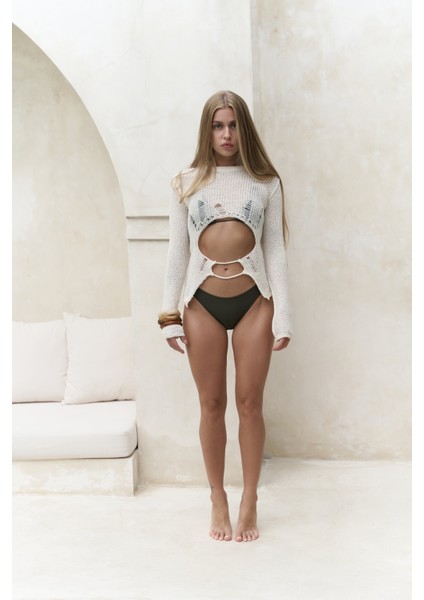 Hanoi Ip Detay Ekru Triko Crop fırsatları