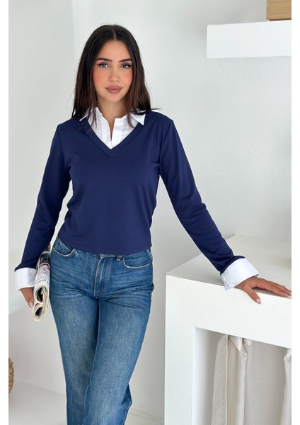 Kadın Gömlek Yaka Detaylı Bluz – Retro & Şehirli Stil fiyatları