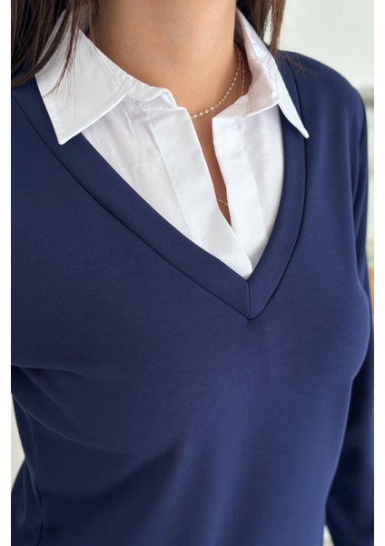 Kadın Gömlek Yaka Detaylı Bluz – Retro & Şehirli Stil