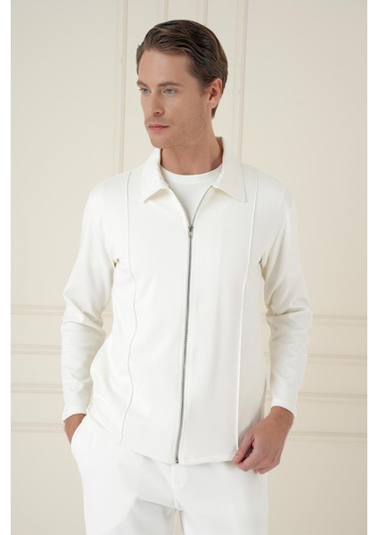 Slim Fit Fermuarlı Yan Cep Mevsimlik Casual Ekru Mont mt 174 fiyatları