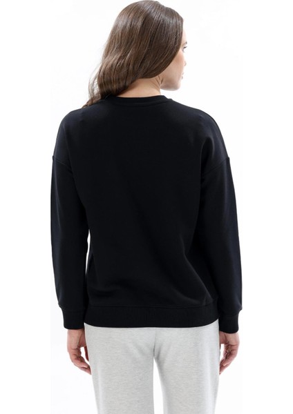 Bisiklet Yaka Troklu Sweatshirt Siyah modelleri