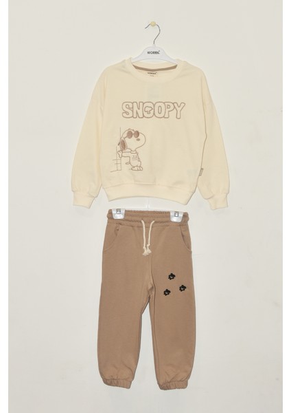 Erkek Çocuk %100 Pamuk Snoopy Nakışlı Paça Lastikli Trend Takım - 2148 fiyatları