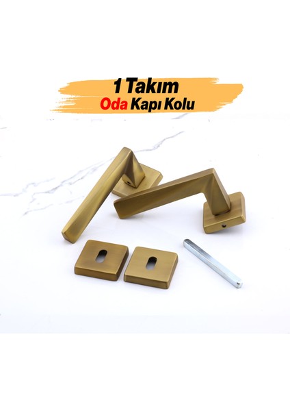 Oda Kapı Kolu Kare Rozetli Antik Sarı Sürgülü ve Çelik Kapı Kulpu Uyumlu Sağ Sol Uygun Kolları fiyatları