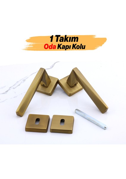 Oda Kapı Kolu Kare Rozetli Antik Sarı Sürgülü ve Çelik Kapı Kulpu Uyumlu Sağ Sol Uygun Kolları modelleri