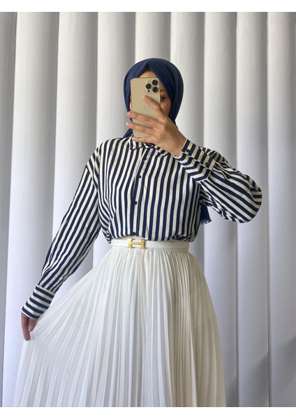 Çizgili Oversize Düğmeli Gömlek -Laci fiyatları