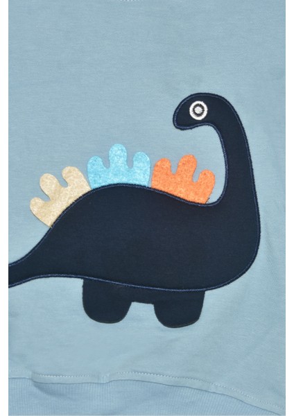 Erkek Çocuk %100 Pamuk Dinozor Nakışlı Paça Lastikli Cepli Trend Takım - 2145 modelleri