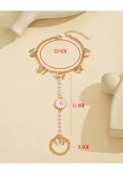 Zarif Kelebekli Papatya Model Halhal ile Şıklığınızı Tamamlayın modelleri