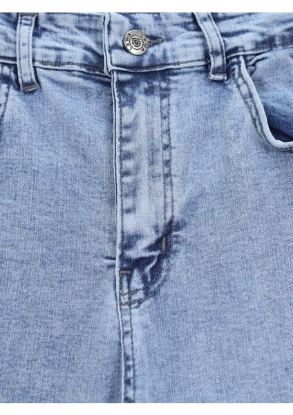 Ispanyol Paça Yüksek Bel Kot Pantolon -Buz Mavi fiyatları