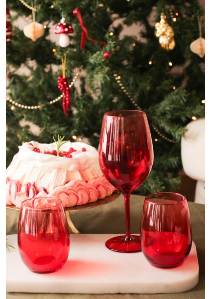 Larc 4'lü Meşrubat Bardağı - Kırmızı - 350 ml