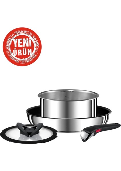 Ingenıo Preference Paslanmaz Çelik 4 Parçalı Tencere Seti - 28 cm Tava + 20 cm Tencere + 1 Cam Kapak + 1 Sap