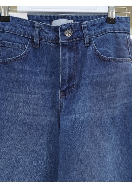 Çok Cepli Yüksek Bel Kot Pantolon -Mavi fiyatları