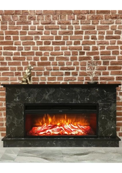 1175MS Siyah Mermer Desen 1800 Watt Bluetooth ve Ses Efektli Dekoratif Elektrikli Şömine fırsatları