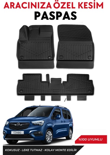 Opel Combo 2024 Model Araca Özel Havuzlu Paspas Takım