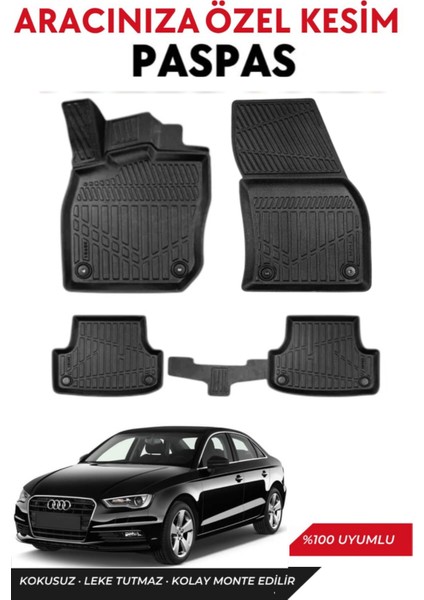 Audi A3 Sedan 2018 Model Araca Özel Havuzlu Paspas Takım