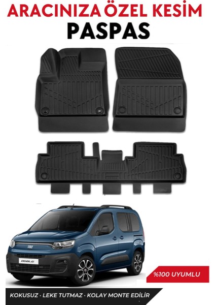 Fiat Doblo 2025 Model Araca Özel Havuzlu Paspas Takım