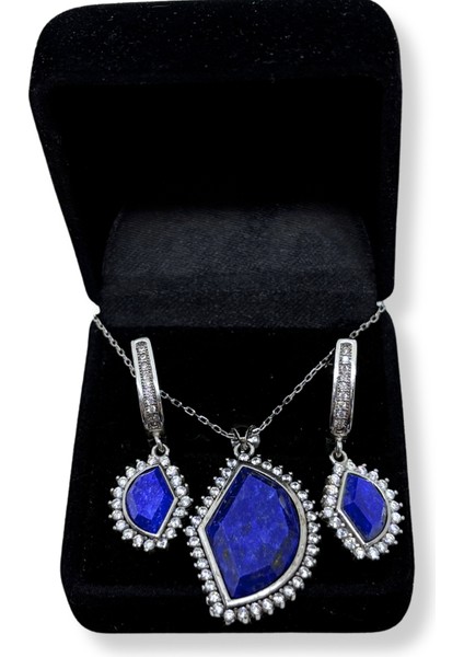 Işıltılı Lapis Lazuli Gümüş Set&takım