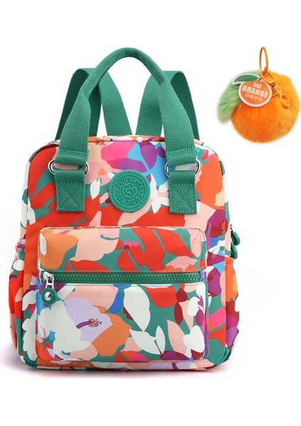 Kadın Günlük Küçük Sırt Çantası - Beige / Yeşil / Turuncu (Yurt Dışından)