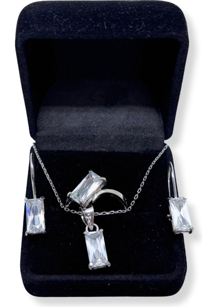 Dikdörtgen Gümüş Baget Işıltısı Set&takım